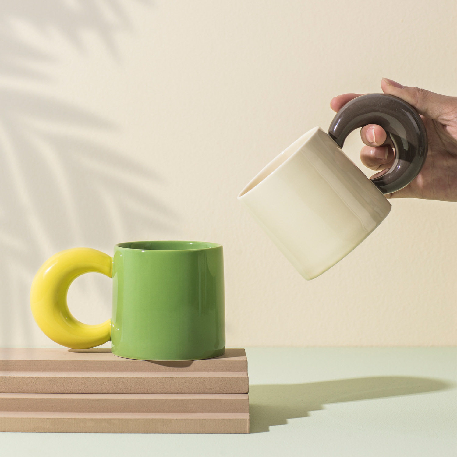 弯弯月亮陶瓷杯高颜值简约咖啡杯办公室喝水杯泡茶陶瓷马克杯家用