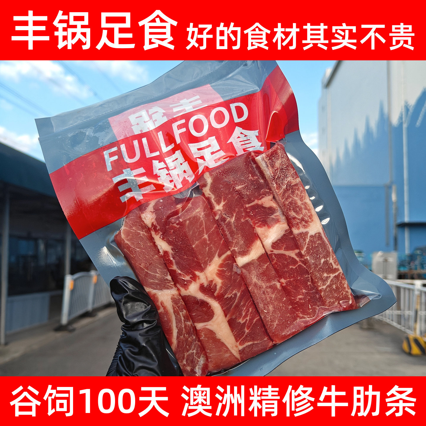 澳洲进口原切谷饲100天安格斯牛肋条牛肉新鲜家庭装牛肋排5斤10包
