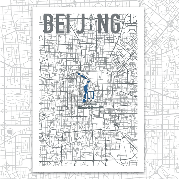 手绘原创北京旅游纪念礼物地图