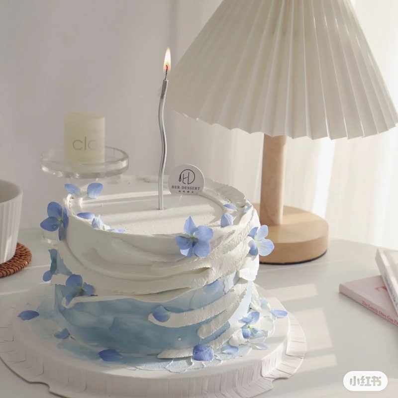 简约女神蛋糕装饰摆件曲线螺旋蜡烛绣球花瓣鲜花干花女生烘焙插件