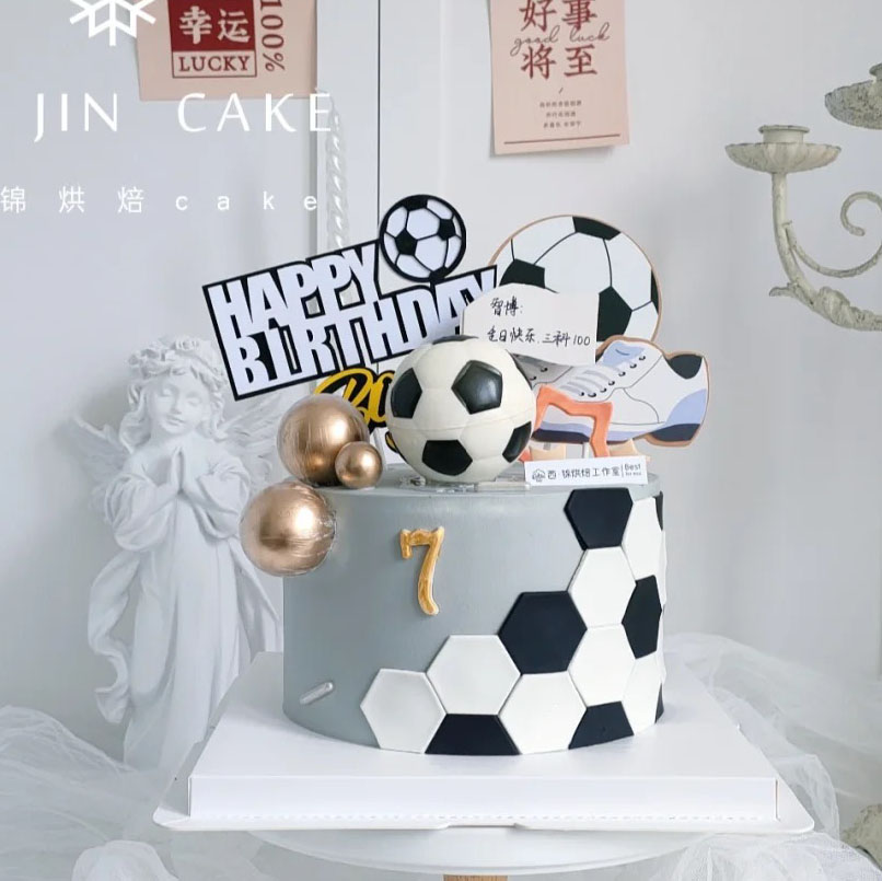 足球小子男友摆件烘焙生日蛋糕