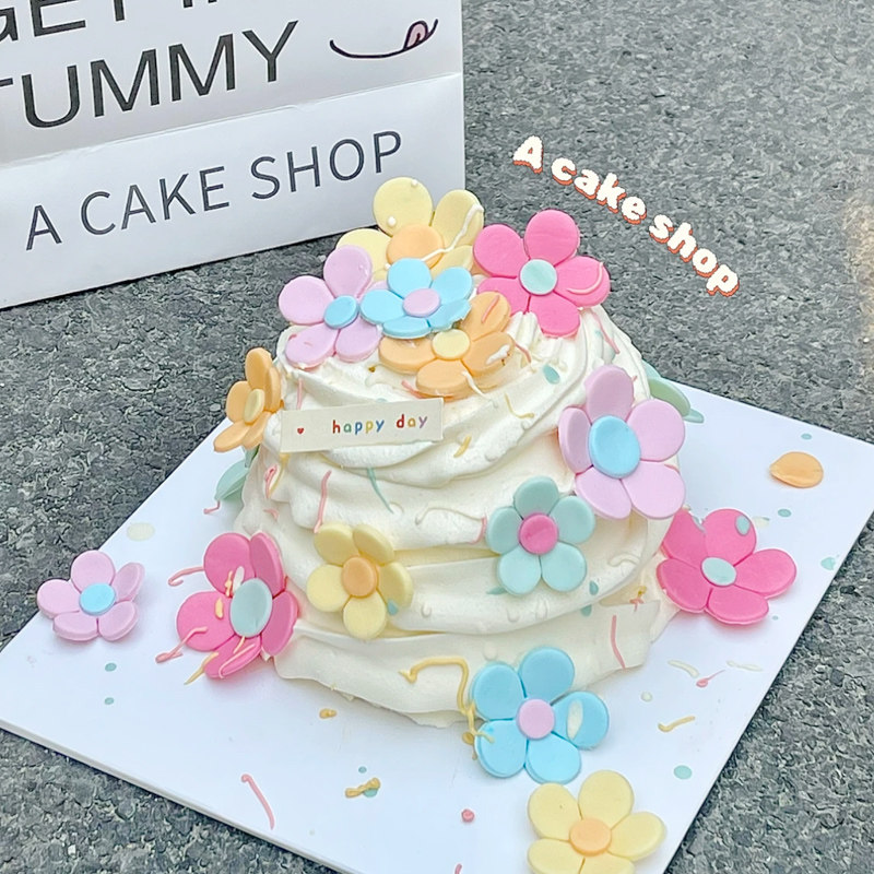 多色彩色小花花朵蛋糕装饰摆件