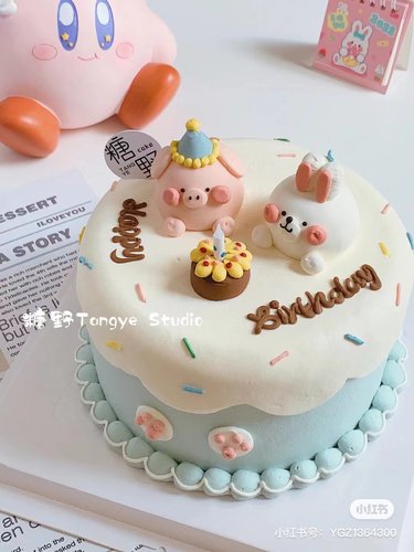 可爱小动物蛋糕装饰摆件卡通