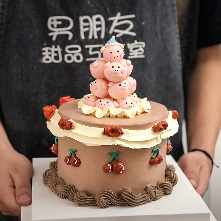 网红叠叠猪蛋糕装饰摆件