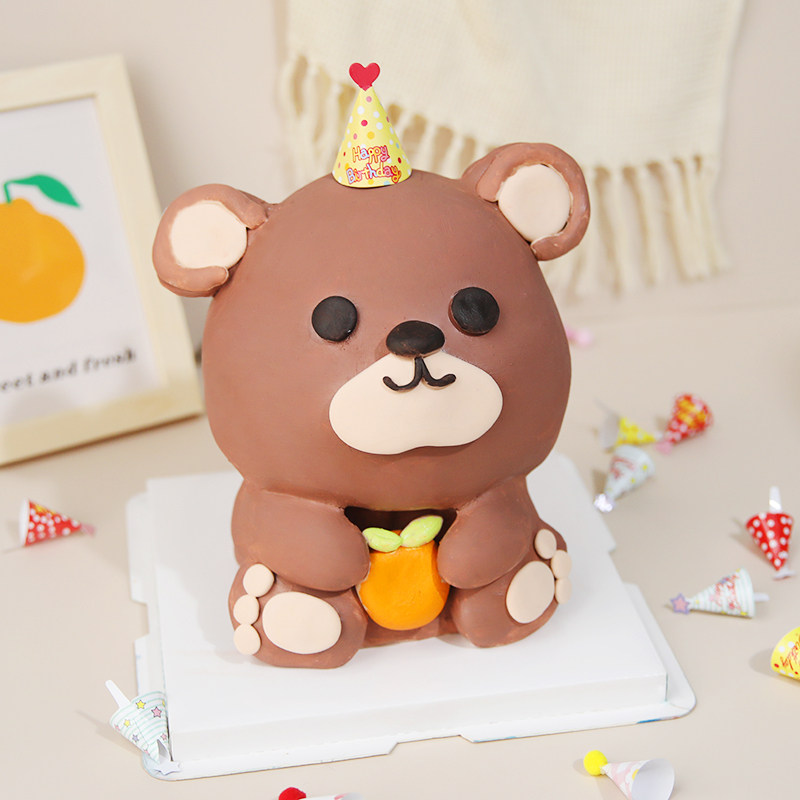 儿童烘焙蛋糕装饰摆件迷你生日帽小熊甜品台卡通可爱装扮小插件