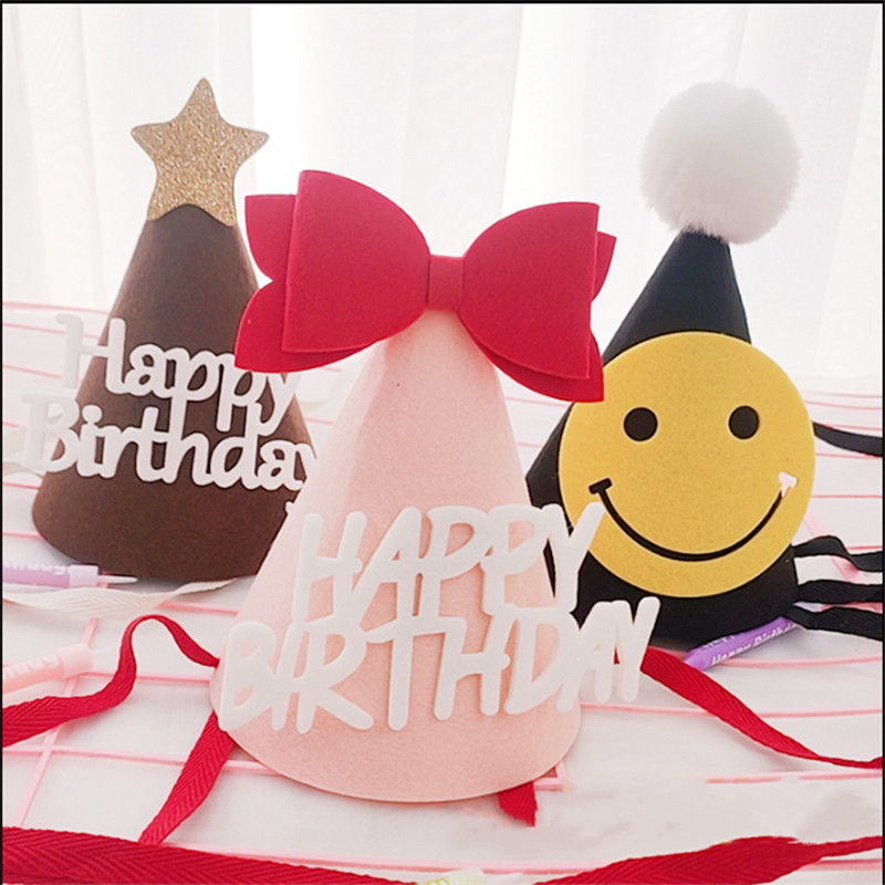 儿童小孩宝宝周岁生日蛋糕帽子小仙女蝴蝶结星星卡通装饰生日帽