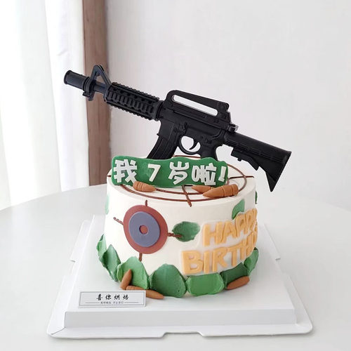 男孩玩具枪蛋糕装饰摆件合金枪