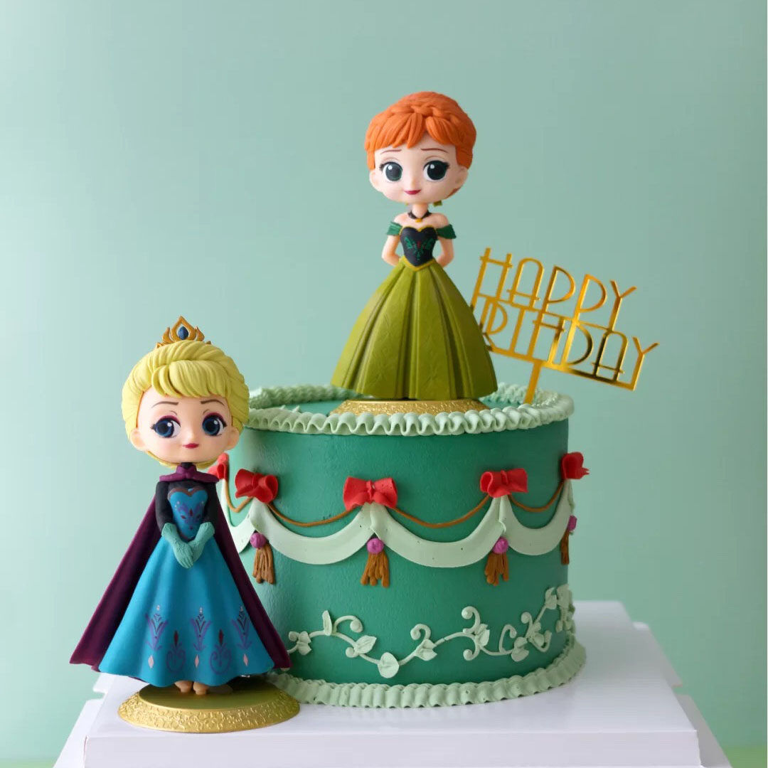 小红书复古女生女神童话二代公主爱莎安娜冰雪情景蛋糕装饰摆件