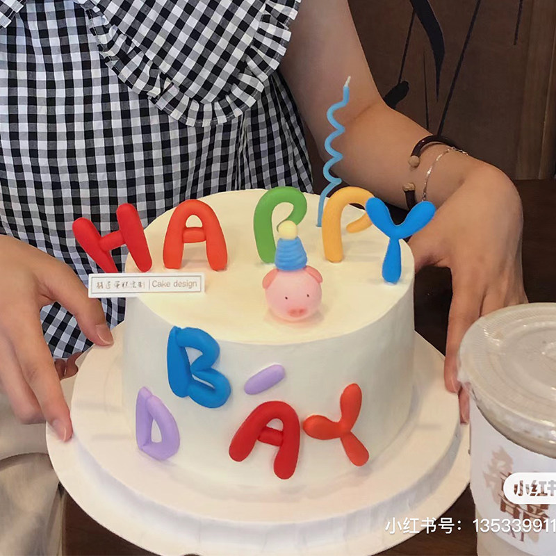 卡通英文字母happy蛋糕装饰摆件