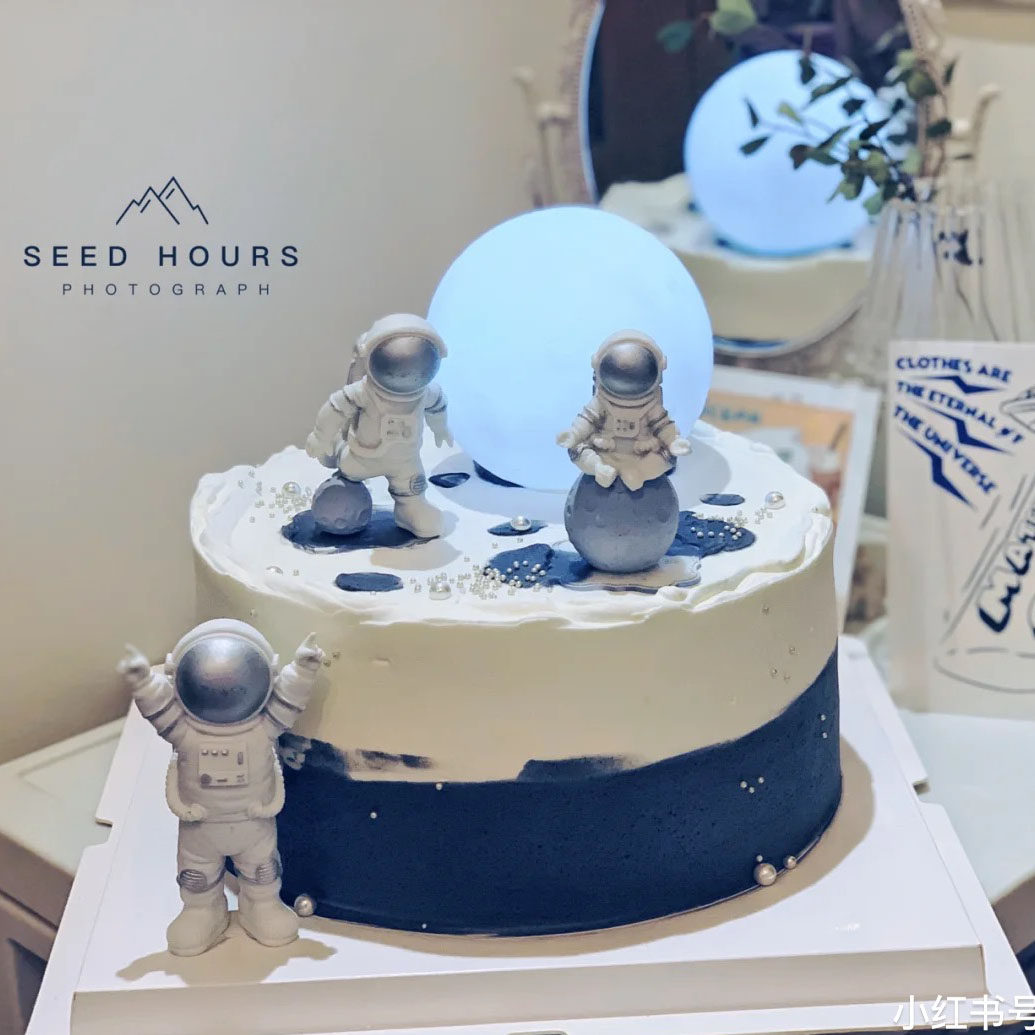 月球灯宇宙太空人飞船蛋糕装饰