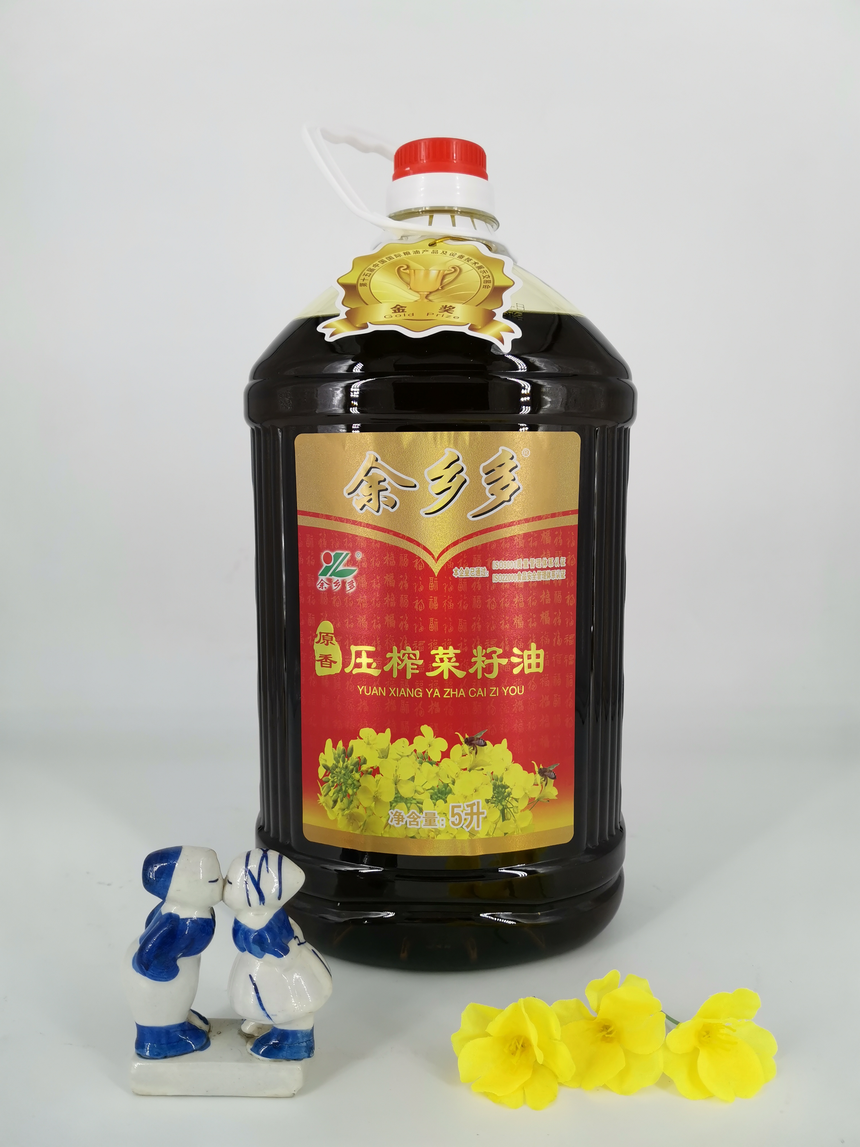 余乡多原香压榨菜籽油 非转基因油菜籽加工而成 桶装5L