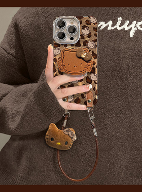 豹纹立体凯蒂猫适用oppofindx9plus手机壳fondx8pro支架x7ultra冰川纹x6卡通x5挂绳k12x可爱k11硅胶0ppo秋冬p