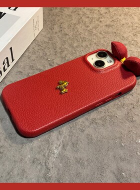 2026毛绒蝴蝶结小马适用oppofindx9plus手机壳fondx8pro红色x7马年k12plus仿皮k10x软k9s/k7x真我q3s/q2/v23