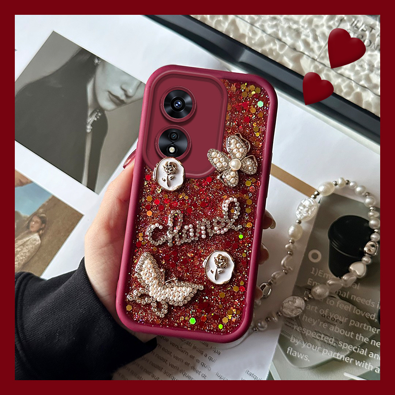 水钻珍珠蝴蝶适用oppoa97手机壳a96立体a95小香风a92s挂链a72滴胶a58日韩a57高级感a56硅胶a55软a53/a32/a11x