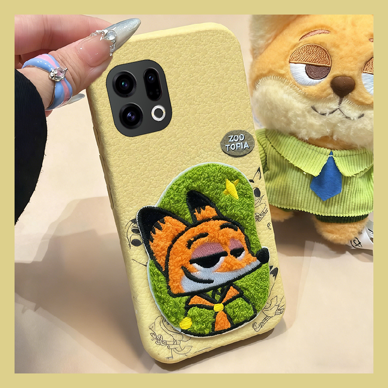 刺绣疯狂动物园适用oppofindx9plus手机壳fondx8pro朱迪x7尼克k12plus可爱k10x皮纹k9s卡通k7x真我q3s/q2/v23