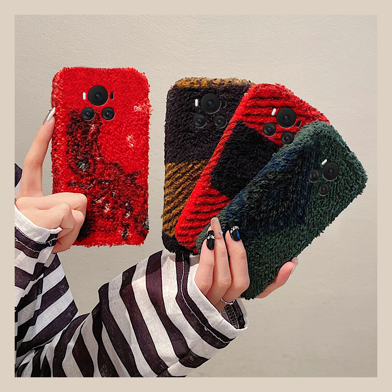 ins风红色格子适用华为荣耀magic7手机壳play8tpro撞色play7t拼色6t秋冬季5t软mgaic6pro至臻版majic5/honor