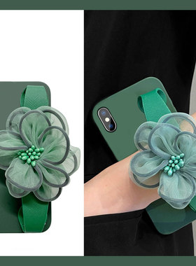 绿色纱花适用小米9手机壳8se透明探索版小清新cc9e腕带cc9pro美图定制版斜挎八肩带硅胶软壳可背个性韩系网红