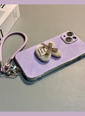 毛绒蝴蝶结兔子适用oppo一加ace6手机壳1+15立体ace5挂绳3pro紫色12秋冬2v可爱1+oneplus牛仔纹绒布卡通硅胶p