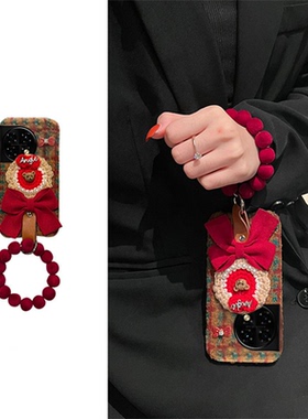 新年毛绒小熊适用oppo一加12手机壳ace2pro日韩2v绒布11立体ace秋冬季9rt斜挎8t红色7tpro带挂链6t/1+oneplus