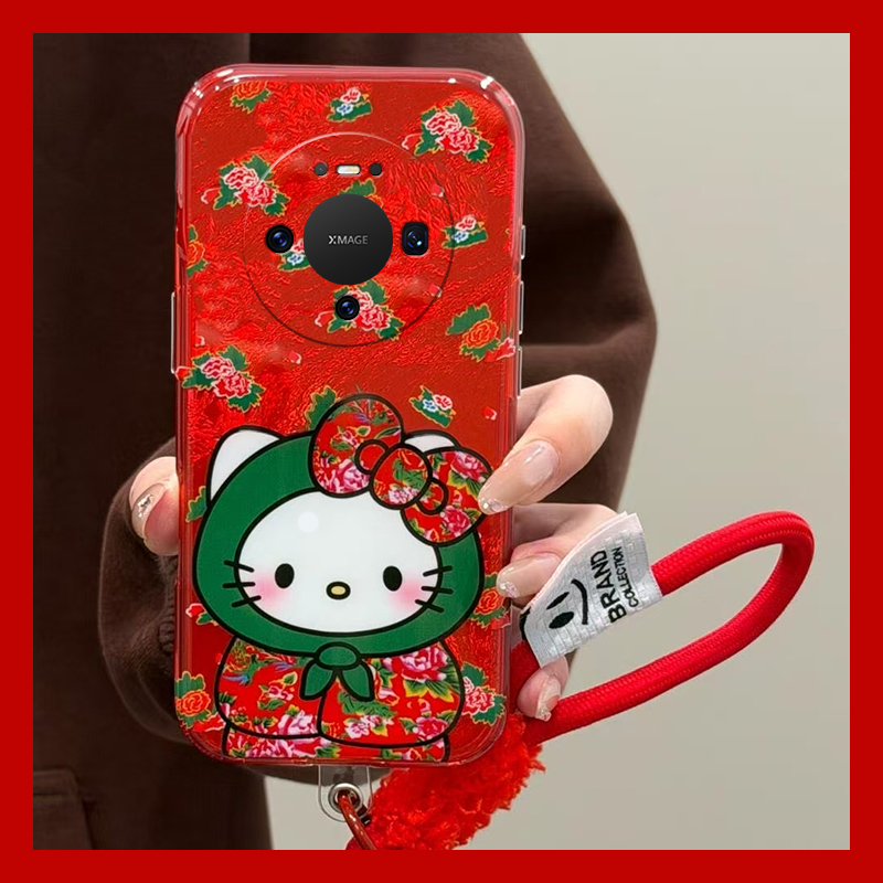 2026棉袄kt猫适用华为mate80promax手机壳meta70pro+红色mata60新年m50e挂绳rs保时捷设计40e凯蒂猫30十20x软