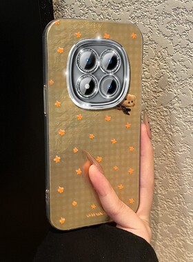 满屏星星蝴蝶结小熊适用小米红米note15pro+手机壳noto14格纹13r挂链12turbo可爱11软10/9/14c十turbo5max/4