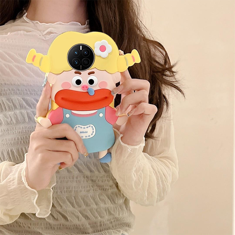 硅胶立体搞怪辫子女孩手机壳