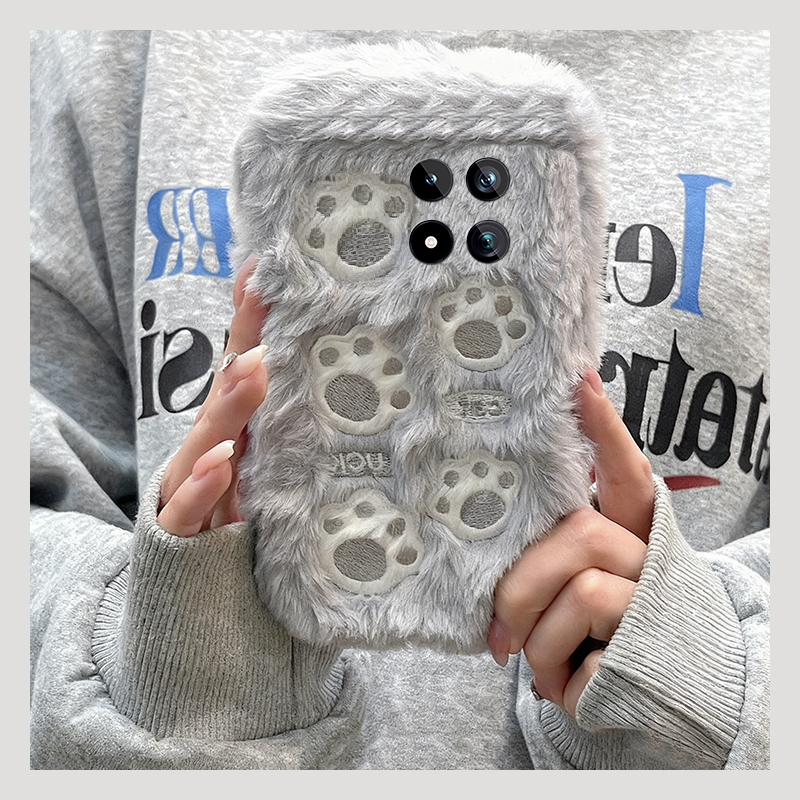 刺绣猫爪适用vivoiqoo15手机壳iqoo13pro保暖12冬天11s秋冬季icoo10毛绒9卡通8毛茸茸7爱酷3可爱iq00硅胶软壳