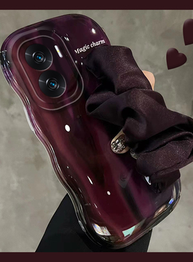 丝巾腕带适用华为荣耀play5手机壳x50i褶皱x40gt立体x30紫色30pro+日韩30s高级感x10小众9x气质8x硅胶honor十