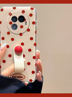 红色波点适用vivoxfold3pro手机壳xfold2立体xflip指环扣vivo满屏vovo折叠屏小众vivi高级感+十硬壳新款透明p