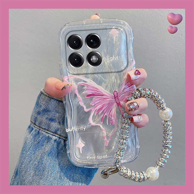 ins羽纱蝴蝶适用小米红米k70pro手机壳k60e高级感k50韩系k40s硅胶k30i带挂链12c网红10a至尊纪念版redmik新款