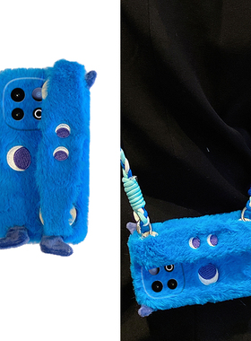蓝色小怪兽适用vivoiqoo13pro手机壳iqoo12腕带11s斜挎icoo10卡通9秋冬季8毛绒7硅胶5冬天3爱酷vivo可背iq00
