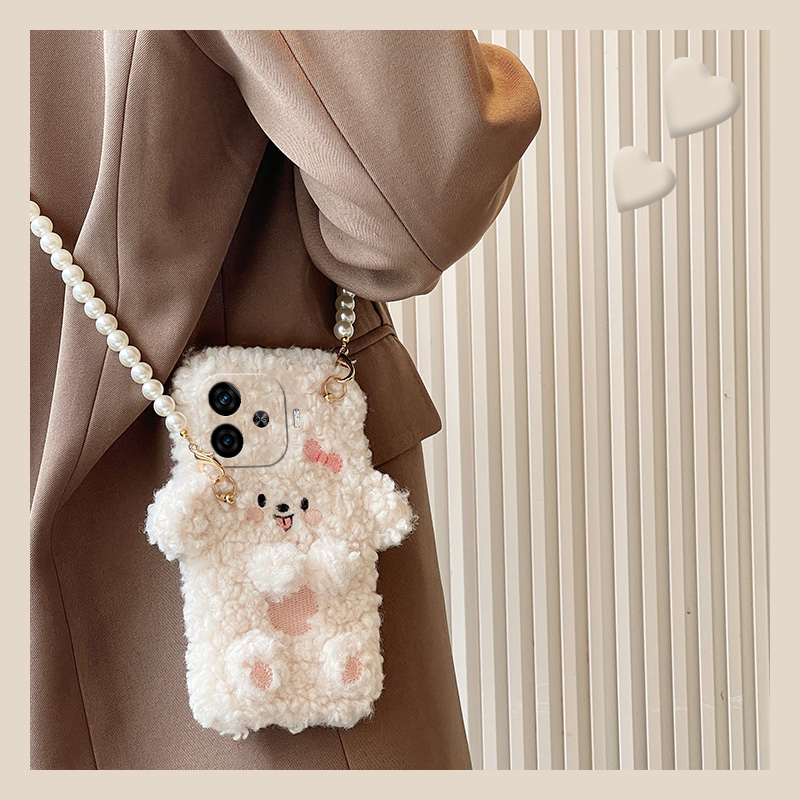 可爱狗狗适用vivoiqooz9turbo手机壳iqooz8x立体斜挎z7i可背带毛绒绒z6x卡通z5硅胶u5x毛毛u3x毛茸茸z3女vivo
