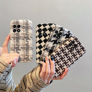 oneplus 复古拼色千鸟格适用oppo一加12手机壳ace3棋盘格2pro格纹2v秋冬季 1绒布9rt毛茸茸8t硅胶7tpro软6t