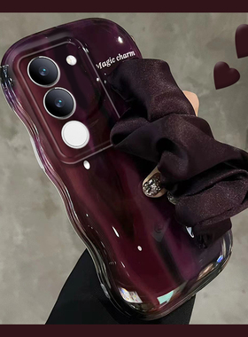 丝巾腕带适用vivos17pro手机壳s16e褶皱s15立体s12紫色s10e日韩s9高级感s7t小众por气质vivo硅胶软壳新款简约