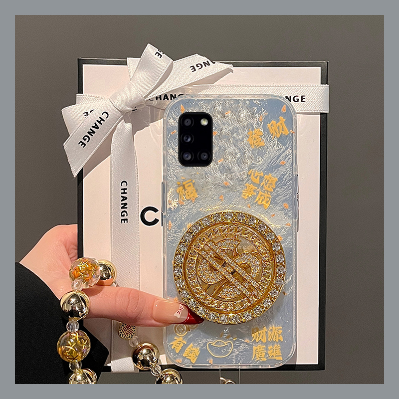 心想事成适用三星a90手机壳a80立体a70s水钻a50可旋转a30转盘a20新年a10硅胶a52挂链a8s日韩galaxy/a53/f52软