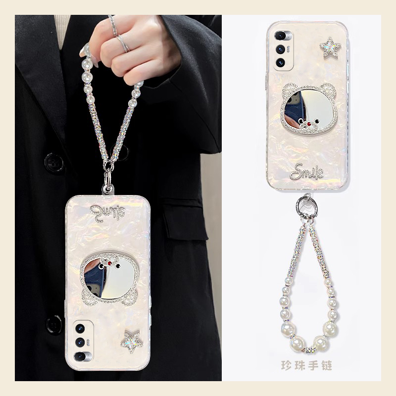 星星小熊镜子适用小米mixfold4手机壳mixfold3立体mixfold2折叠屏mixflip水钻mi挂链可爱贝壳纹卡通手提硬壳