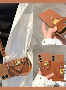 卡通M豆适用三星s24plus手机壳s23+s22十s21ultra立体s20fe卡包卡套s10斜挎note20可背带10a硅胶32a51galaxy