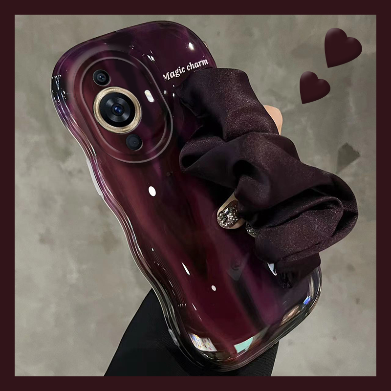 丝巾腕带适用华为nova11ultra手机壳nova10z褶皱hinova9se立体8紫色7i日韩6高级感5小众4气质3硅胶por软壳女p