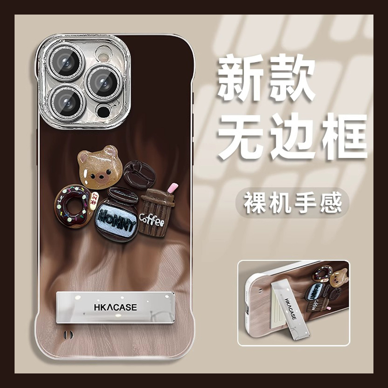 咖啡甜甜圈小熊适用一加ace3pro手机壳ce2v立体1+12支架11晕染por羽纱1+oneplus卡通无边框小众硅胶防摔棕色p