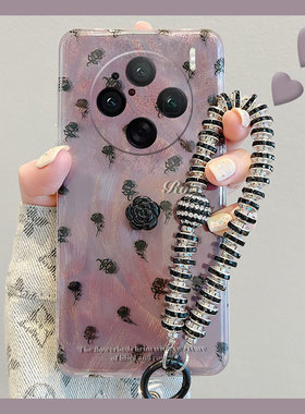 黑色玫瑰花适用vivox100手机壳x90s高级感t2s羽纱x9带手链x80硅胶x70+十x60女x7x50/x27x23x30x21i/x100/vivo