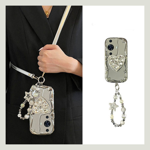 水钻爱心支架适用华为nova12pro手机壳novo11ultra电镀nava10se斜挎hinova9可背8韩系7i硅胶6软壳5个性4斜跨3