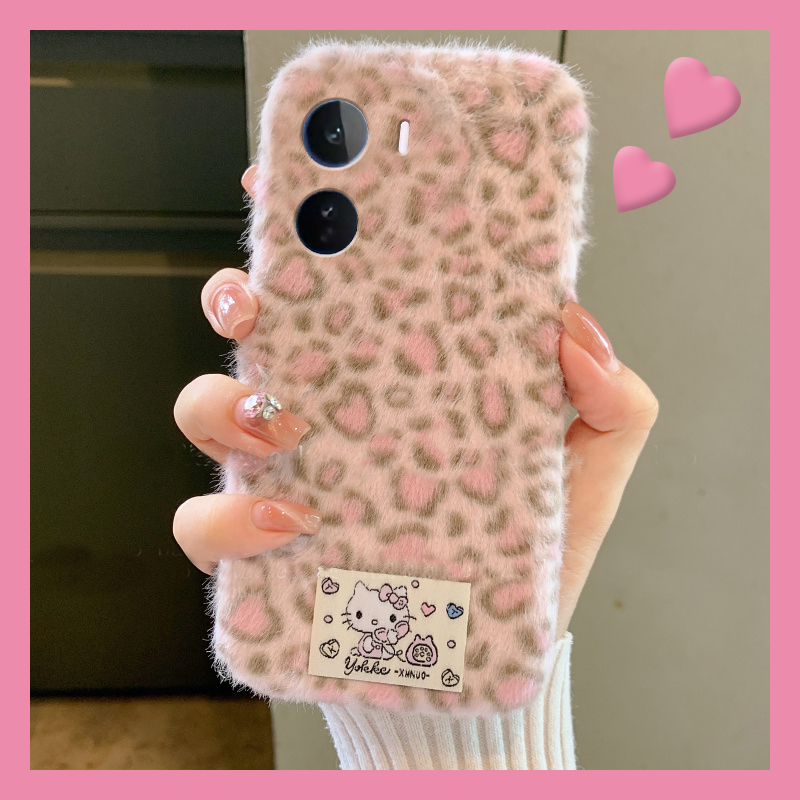 豹纹凯蒂猫贴纸适用vivoiqooneo11手机壳iqooneo10可爱iqneo9spro呆萌8se毛绒7por竞速版5s活力版6秋冬季855