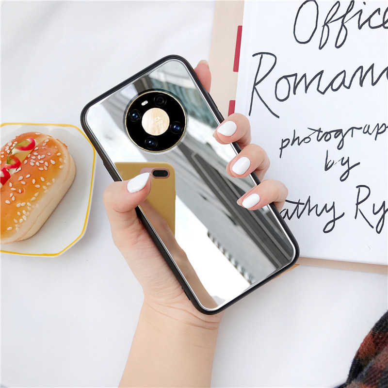 ins风镜子适用华为荣耀60手机壳50pro简约畅享20pro镜面play5带补妆镜