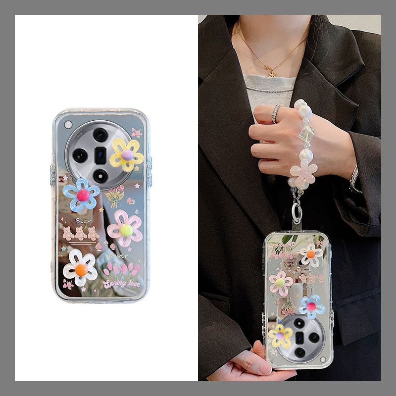 小清新立体花朵镜子镜面手机壳
