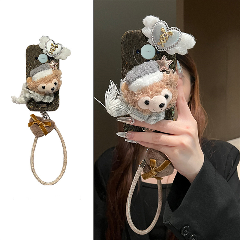 可爱达菲熊适用华为mate60pro手机壳mata50e挂绳rs保时捷设计mete40e+十meta30高级感20x卡通10硅胶毛绒秋冬p