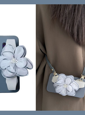 蓝色纱花适用oppok5手机壳k3冷淡风realme真我x2腕带x7pro手腕0ppo韩系0pp0硅胶软壳斜挎个性可背网红新款女