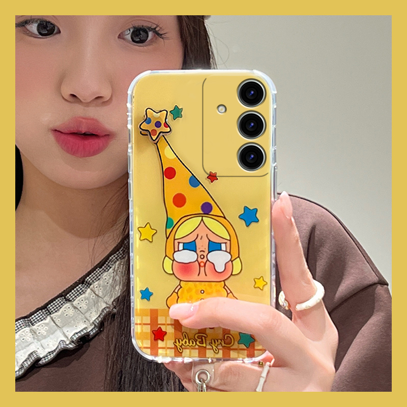 可爱星星人哭娃适用三星s25edge手机壳s24plus可旋转s23+十s22卡通s21fe挂件s20ultra挂绳s10软s9/s8/note20