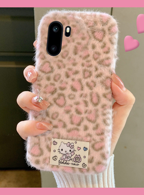 豹纹凯蒂猫贴纸适用oppo一加ace6手机壳ace5至尊版1+15呆萌13毛绒12秋冬季11pro软10/9rt/ace3v/2v/1+oneplus