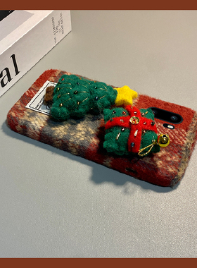 ins风格子圣诞树适用oppo一加ace6手机壳ace5至尊版1+15红色13秋冬季12毛绒11pro/10/9rt/ace3v/2v/1+oneplus