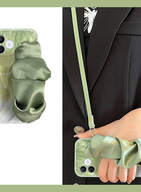 绿色晕染适用华为荣耀x60i+手机壳x50i立体30pro褶皱x20se腕带9x+8x斜挎x30i十play4tpro硅胶畅玩30plus可背p